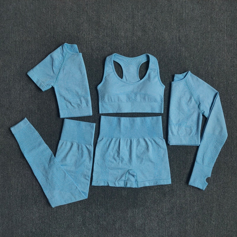 Ensemble de sport 5PCS pour Femme bleu