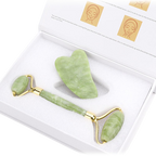 Coffret complet de massage : Rouleau pierre de jade et pierre gua sha