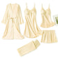 Pyjama - Ensemble 5 Pièces en satin et dentelle ivoire