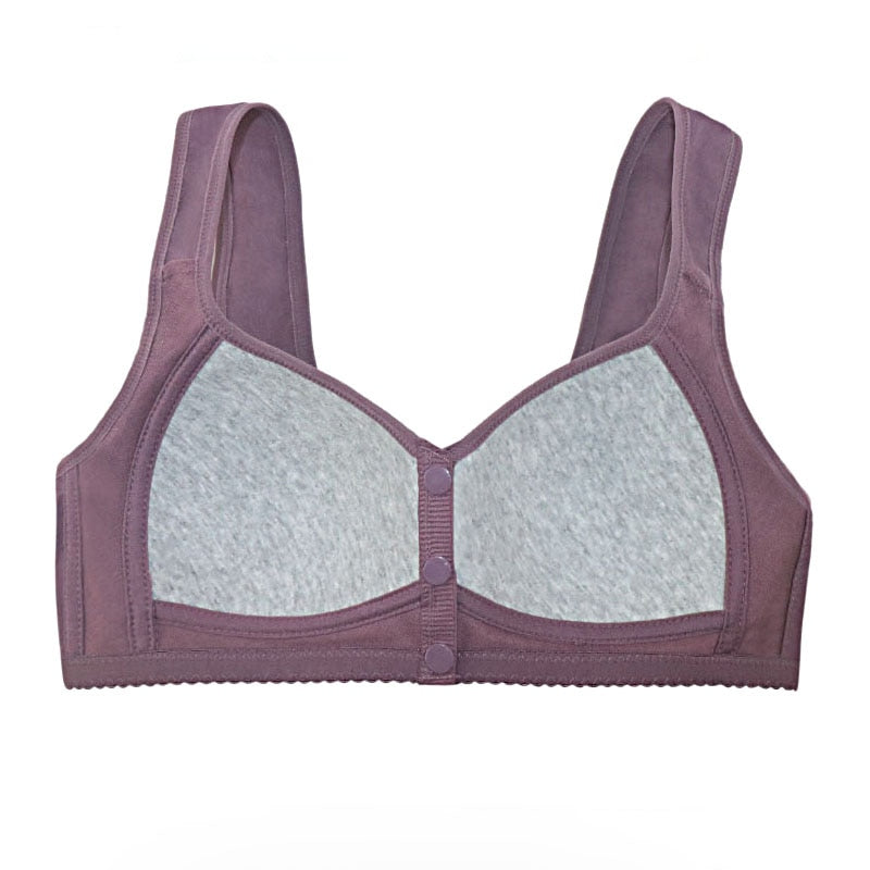 Soutien-gorge 100% coton à imprimé floral prune