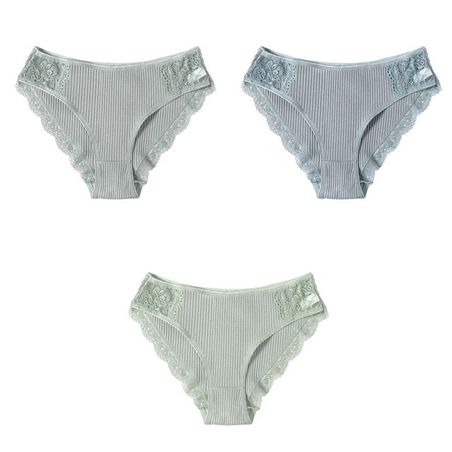 Lot de 3 culottes dentelle en coton