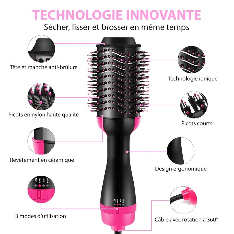 Brosse 3 en 1 - Brosse, Chauffe et Lisse