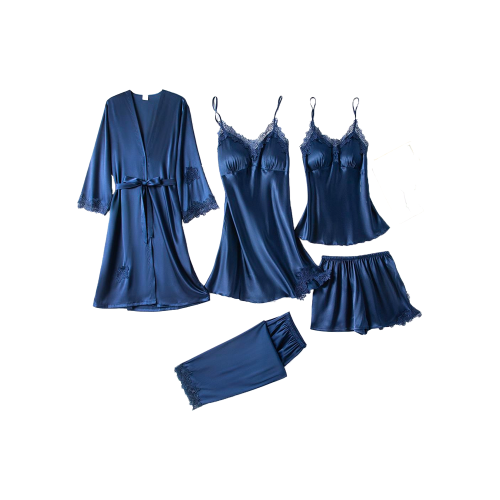 Pyjama - Ensemble 5 Pièces en satin et dentelle