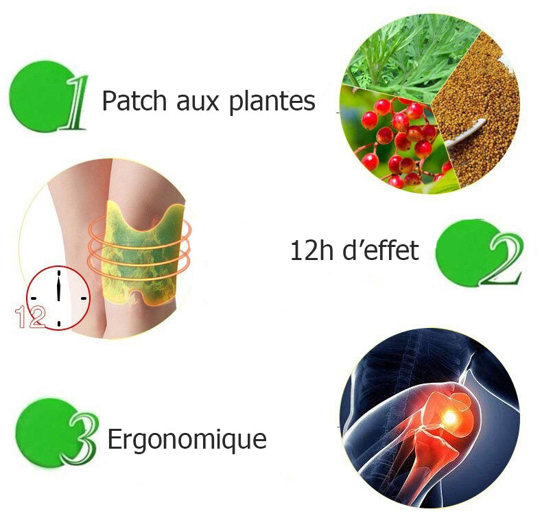 Lot de 12 Patchs genoux anti inflammatoires aux plantes
