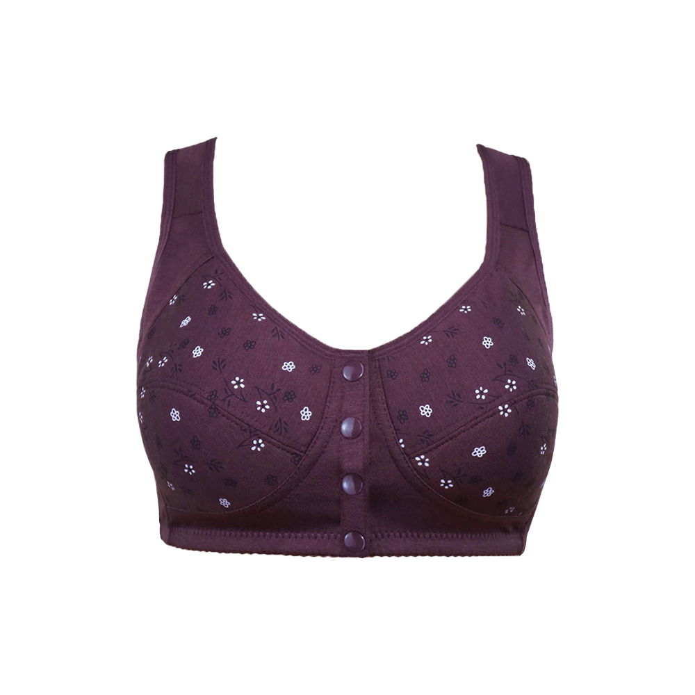 Soutien-gorge 100% coton à imprimé floral prune