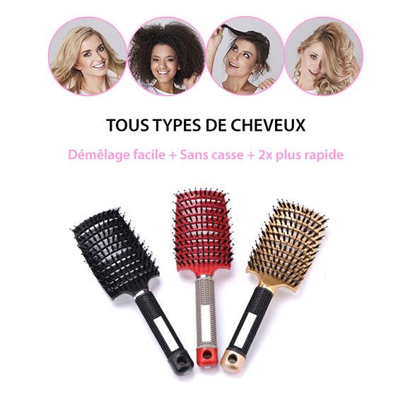  Brosse à Cheveux Démêlante en Poils de Sanglier